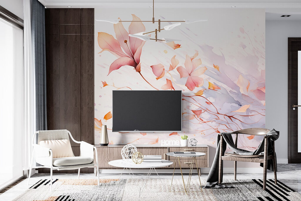 Watercolor of flowers and leaves