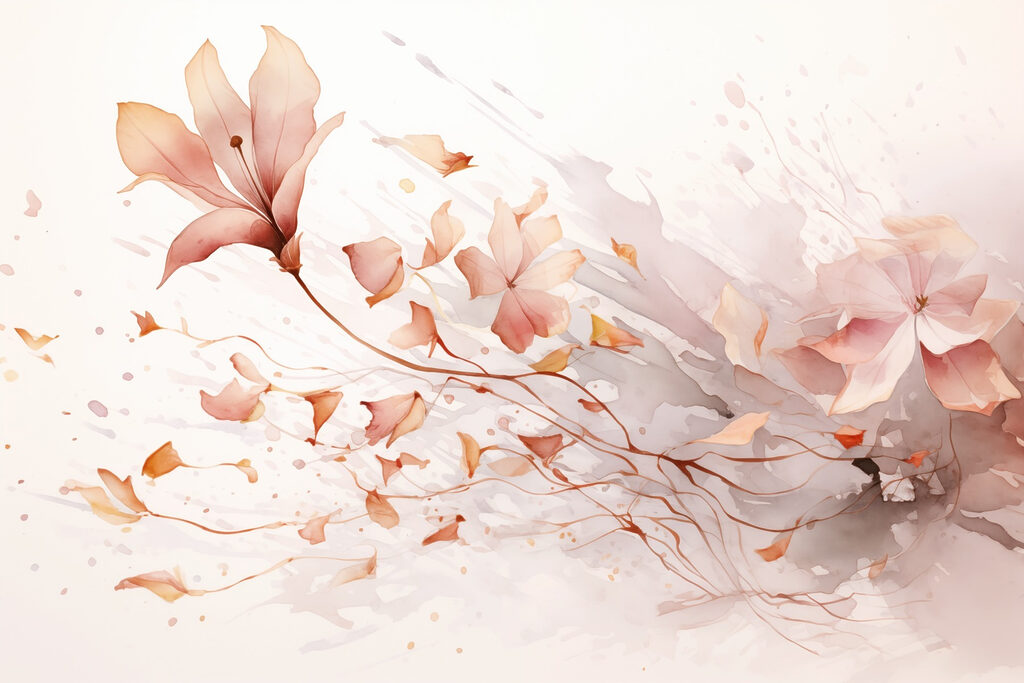 Painting of flowers and leaves Painting of flowers and leaves
