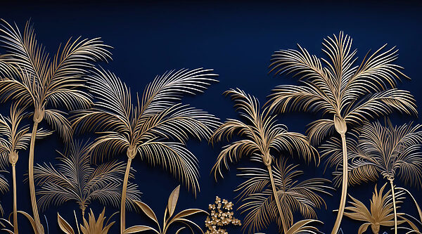 Tropical palms against a dark backdrop Tropical palms against a dark backdrop