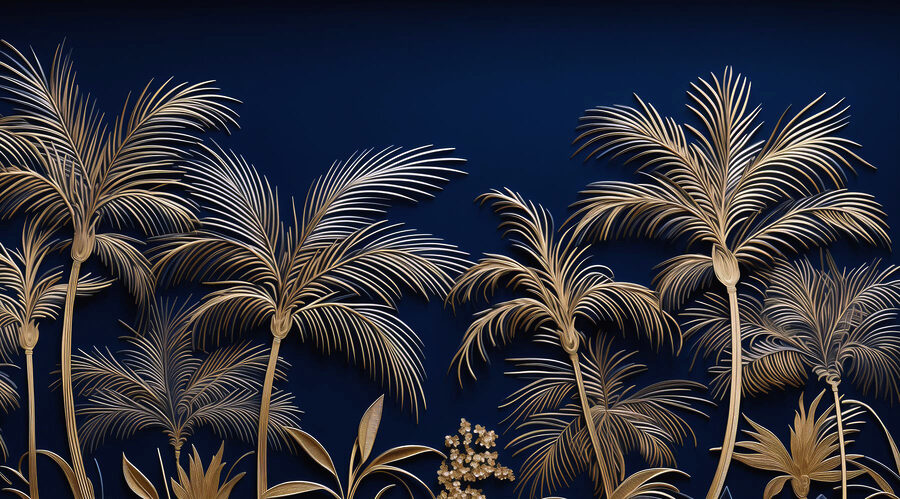 Tropical palms against a dark backdrop Tropical palms against a dark backdrop