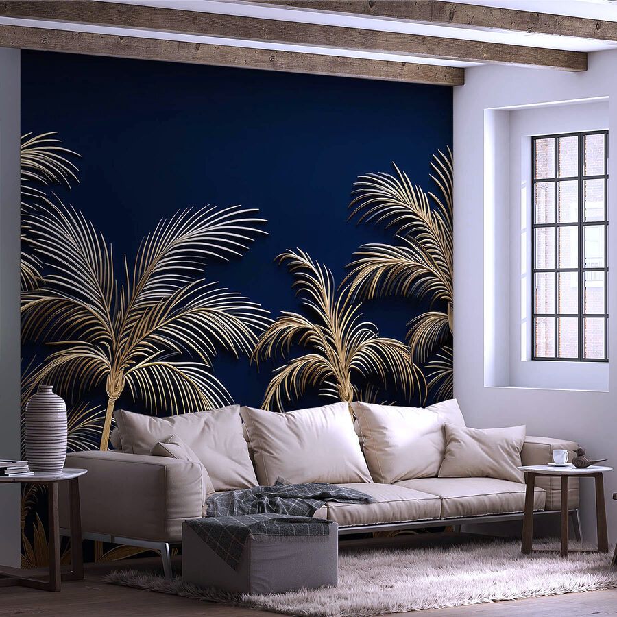 Tropical palms against a dark backdrop Tropical palms against a dark backdrop