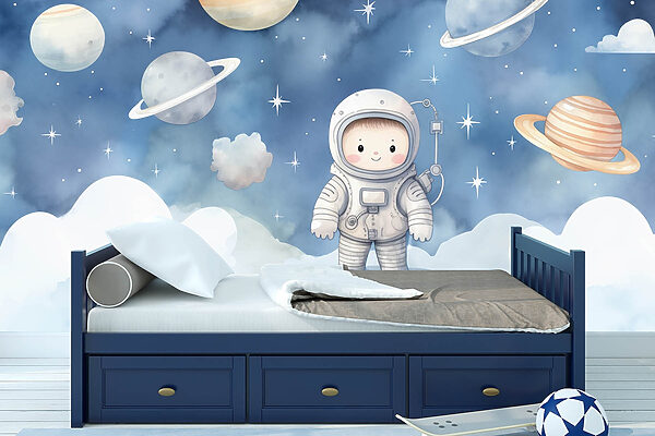 Cartoon of a child in space Cartoon of a child in space