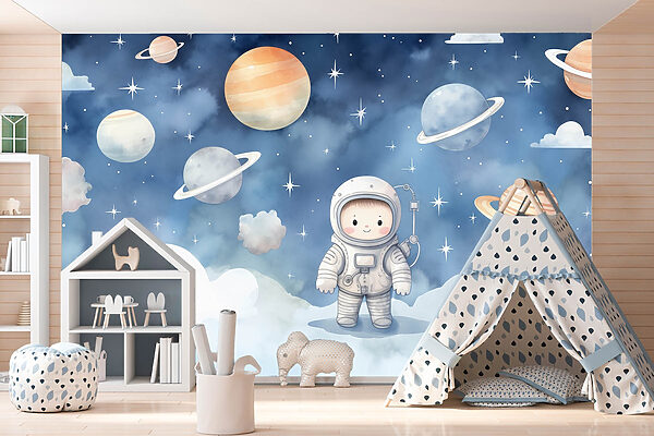 Cartoon of a child in space Cartoon of a child in space