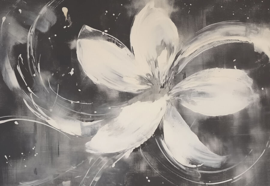 White flower on a black background