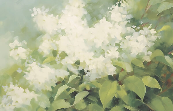 Blossoms amidst lush green leaves Blossoms amidst lush green leaves