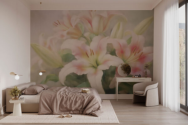 Painting of a group of pink flowers Painting of a group of pink flowers