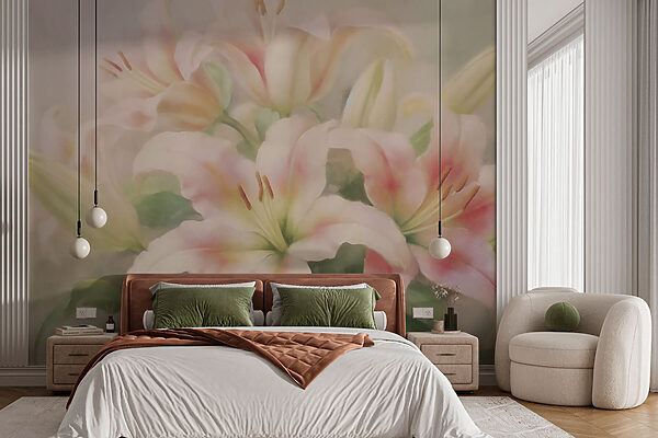 Painting of a group of pink flowers Painting of a group of pink flowers