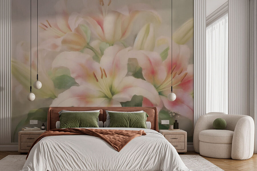 Painting of a group of pink flowers