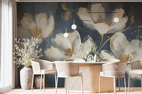 Painting of white flowers Painting of white flowers