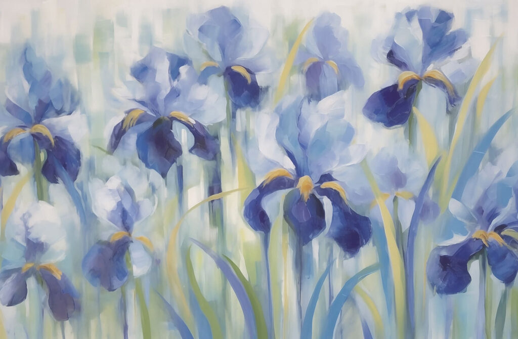 Painting of blue flowers Painting of blue flowers