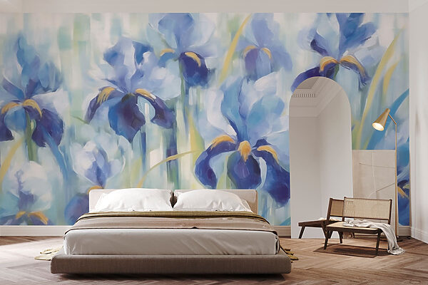 Painting of blue flowers Painting of blue flowers