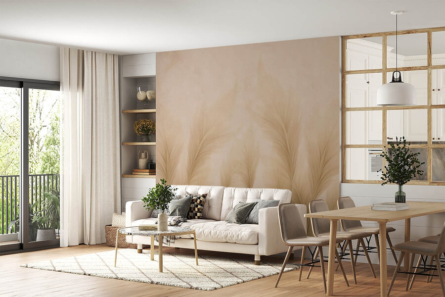 Wall murals Group of feathers on a beige background - Image 2