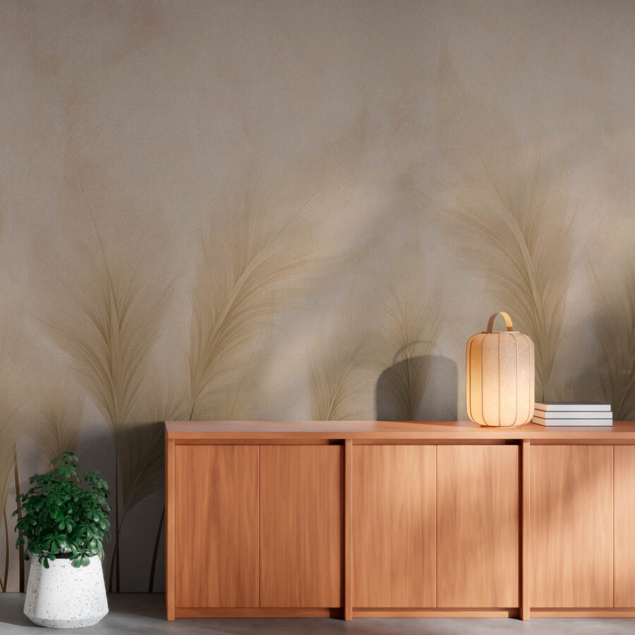 Wall murals Group of feathers on a beige background - Image 3
