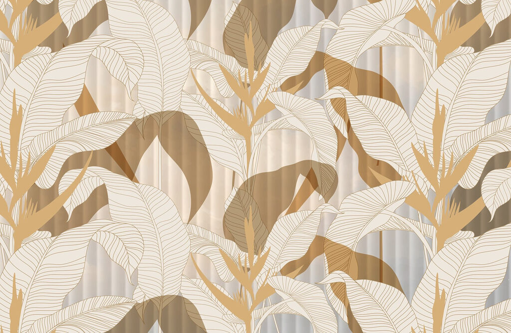 Wallpaper with leaves and flowers Wallpaper with leaves and flowers