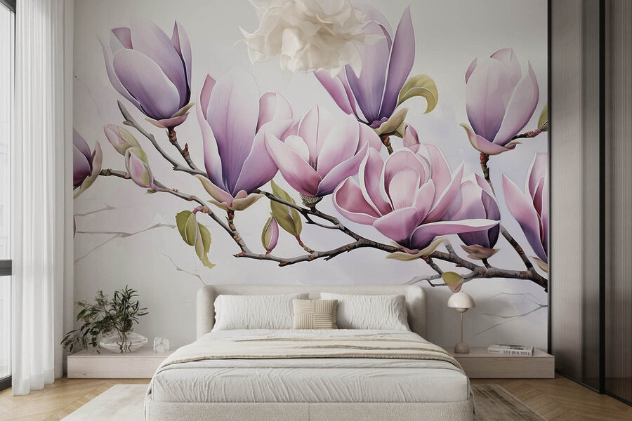 Branch with purple flowers