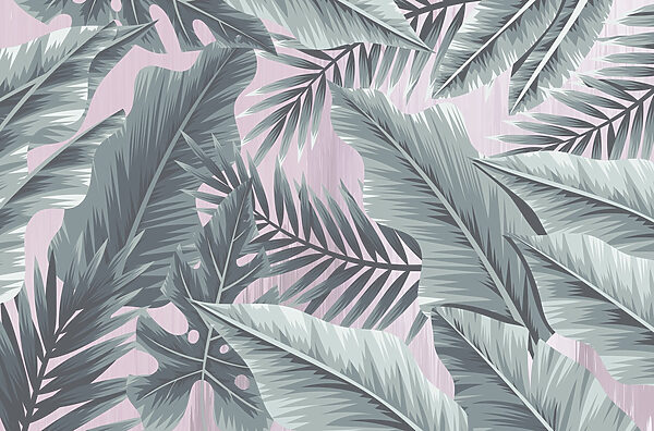 Leafy patterns in cool tones. Leafy patterns in cool tones.