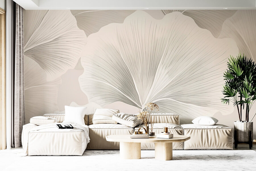 Delicate leaves in soft tones.