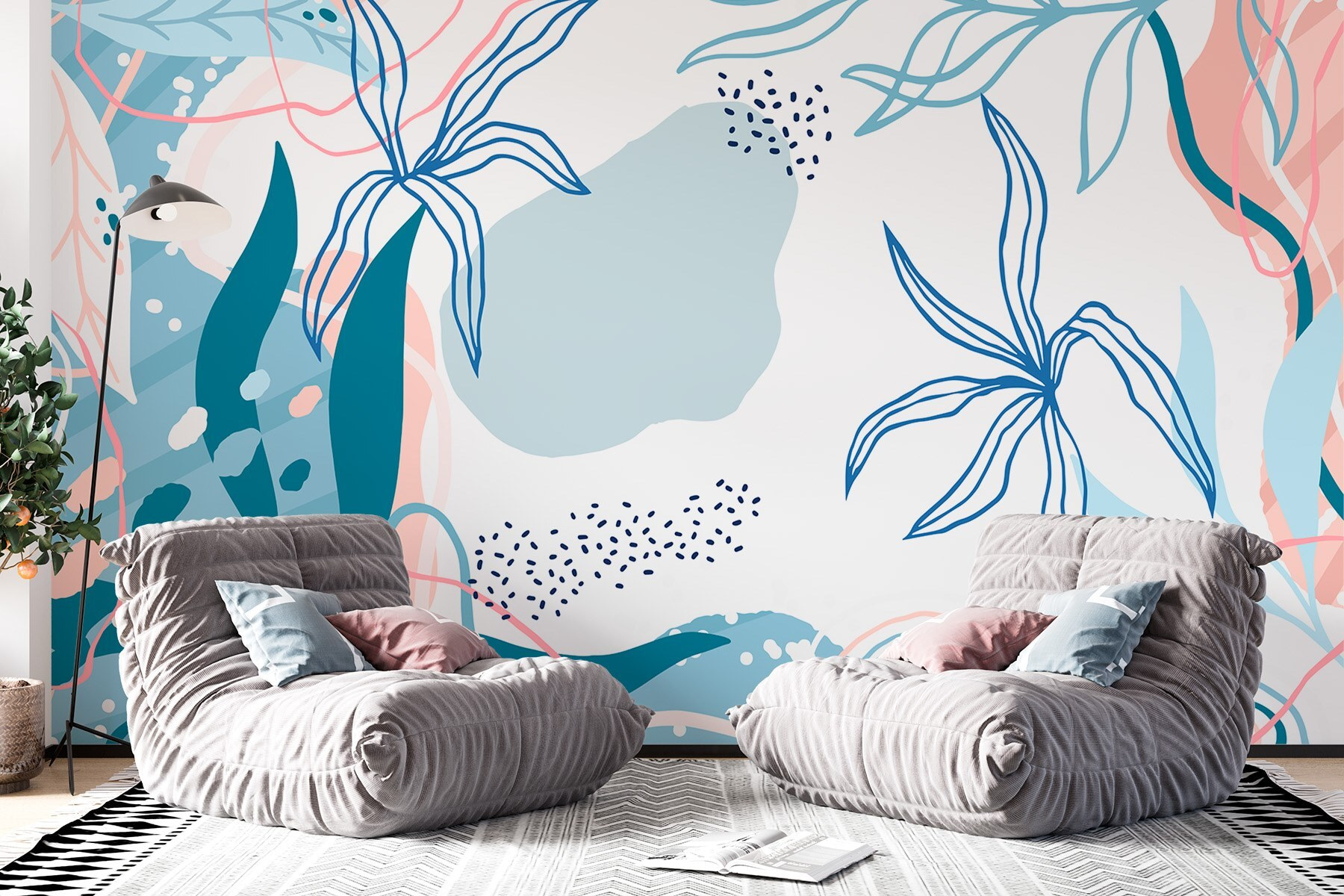 Blue and pink floral pattern Blue and pink floral pattern
