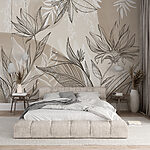 Wall mural Delicate floral line art design