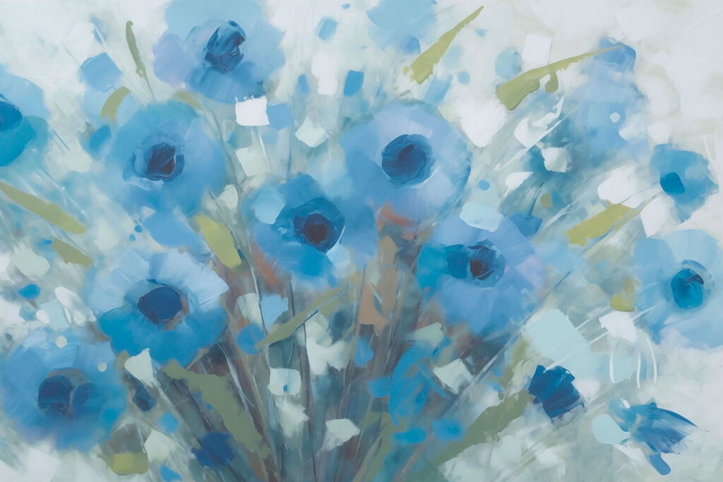 Painting of blue flowers Painting of blue flowers
