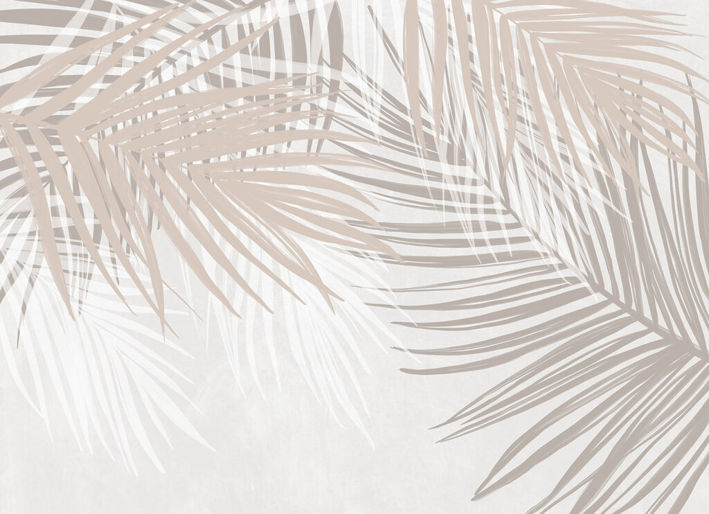 Soft hues of palm leaves intertwine. Soft hues of palm leaves intertwine.