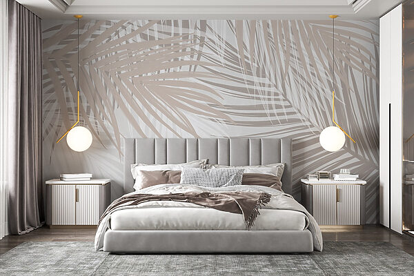 Soft hues of palm leaves intertwine. Soft hues of palm leaves intertwine.