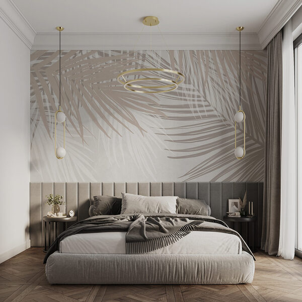 Soft hues of palm leaves intertwine. Soft hues of palm leaves intertwine.