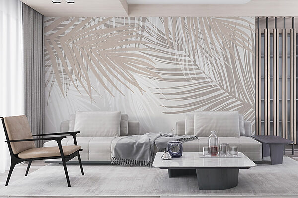 Soft hues of palm leaves intertwine. Soft hues of palm leaves intertwine.