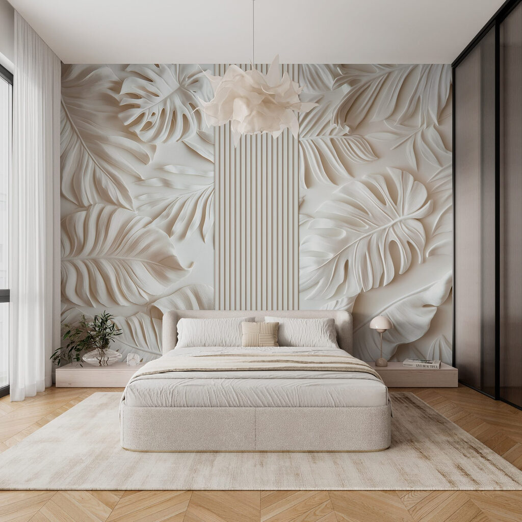 White wall with leaves White wall with leaves