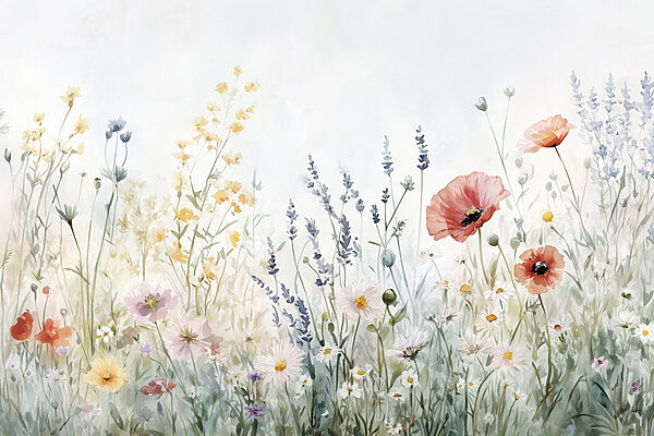 Painting of flowers in a field Painting of flowers in a field