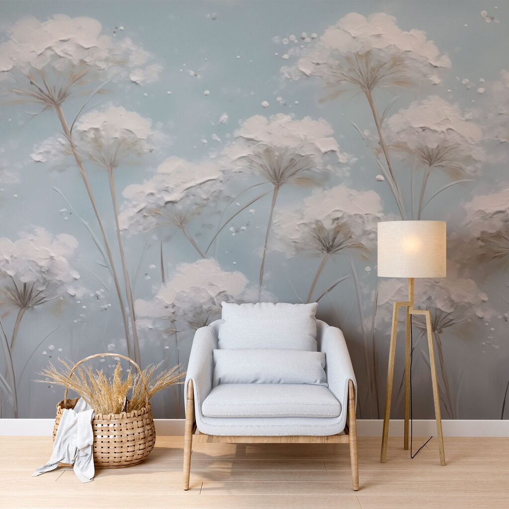 Painting of flowers on a blue background Painting of flowers on a blue background