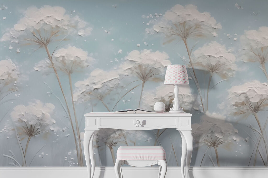 Painting of flowers on a blue background Painting of flowers on a blue background