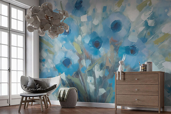 Painting of blue flowers Painting of blue flowers