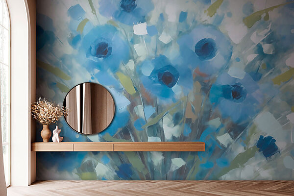 Painting of blue flowers Painting of blue flowers