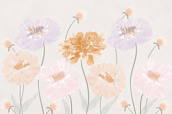 Group of flowers with leaves Group of flowers with leaves