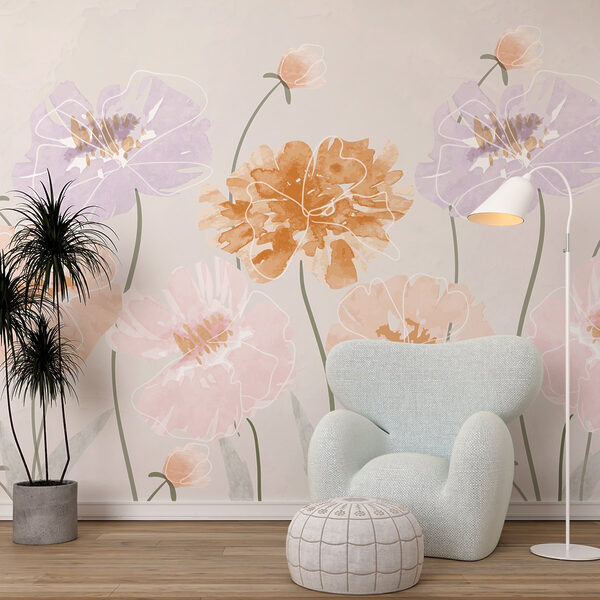 Group of flowers with leaves Group of flowers with leaves
