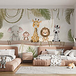 Wall murals Group of animals sitting on a branch