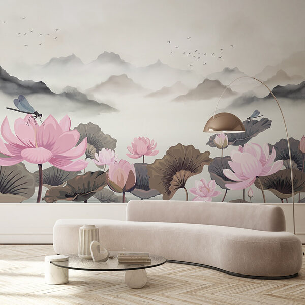 Painting of flowers and water Painting of flowers and water