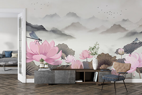 Painting of flowers and water Painting of flowers and water