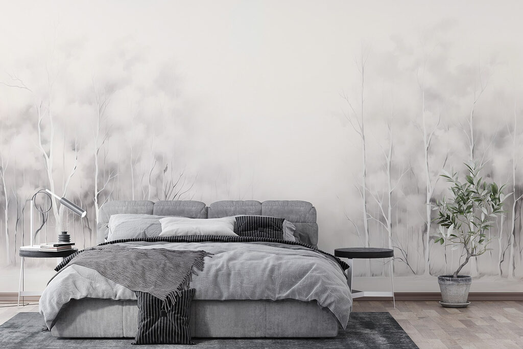 Group of trees in a snowy forest