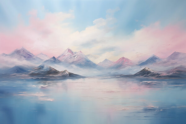 Painting of mountains and water w08878p 600x400 - Painting of mountains and water