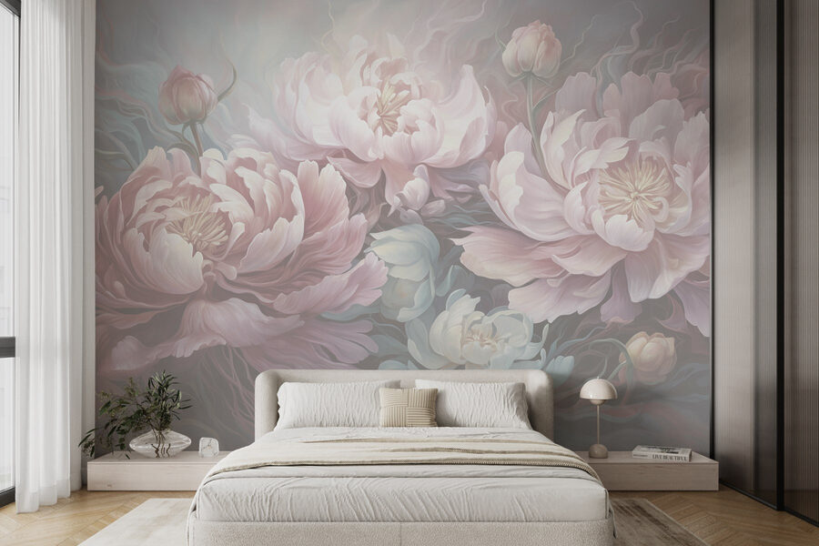 Painting of flowers on a gray background