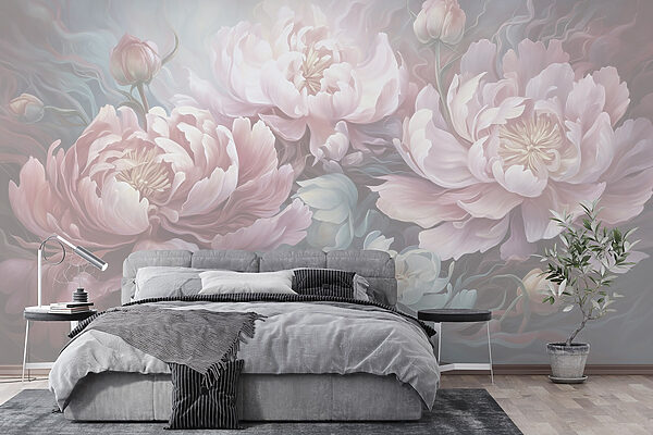 Painting of flowers on a gray background Painting of flowers on a gray background