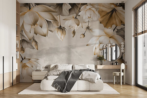 Wall murals Delicate blooms on a subtle backdrop (SKU: w03340v2) Wall murals Wall murals Delicate blooms on a subtle backdrop (SKU: w03340v2)