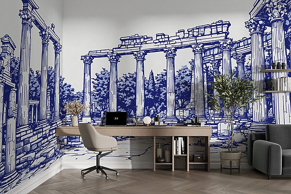 Drawing of a stone structure with columns