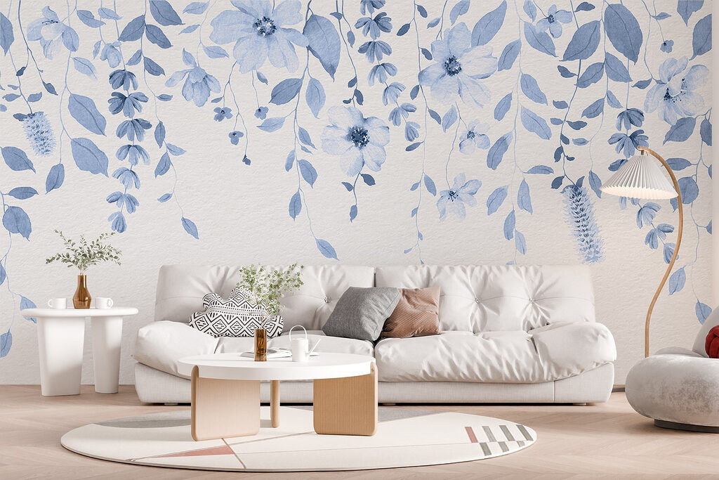 Blue flowers and leaves Blue flowers and leaves