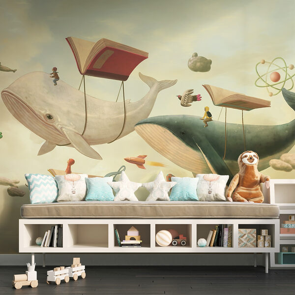 Whale and whale with books and a book on it Whale and whale with books and a book on it