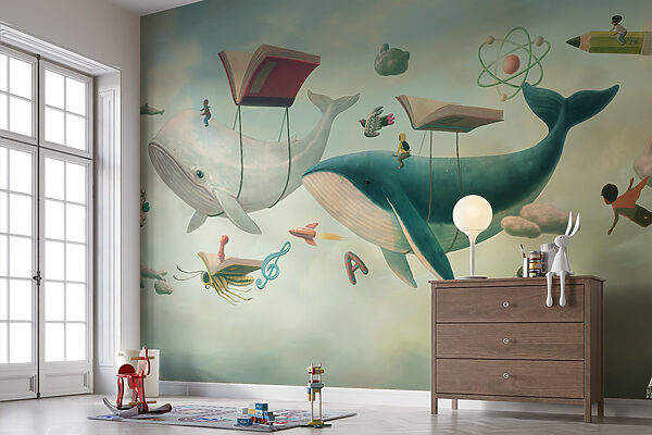 Whale and whale with books and a book on them Whale and whale with books and a book on them