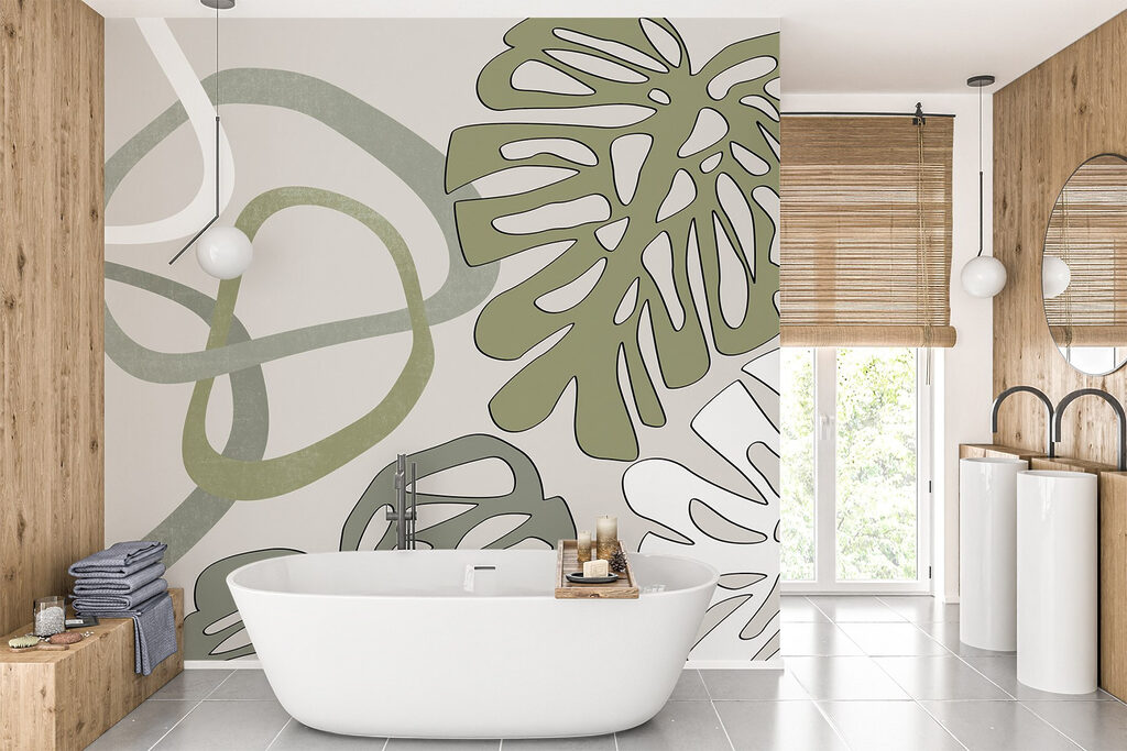 Abstract shapes with botanical elements