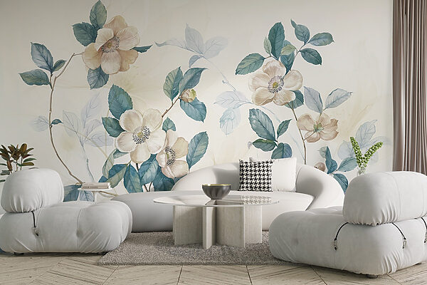 Painting of flowers and leaves Painting of flowers and leaves